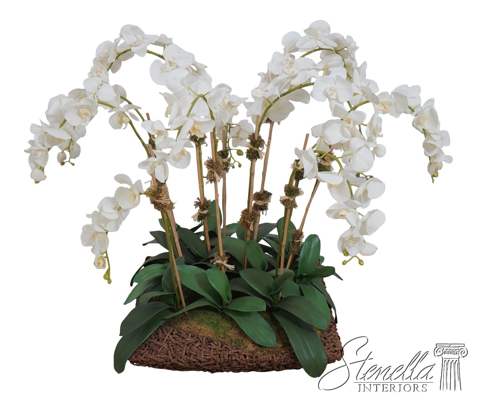 LF67429: Large Silk Flower Mother Orchid In Woven Basket