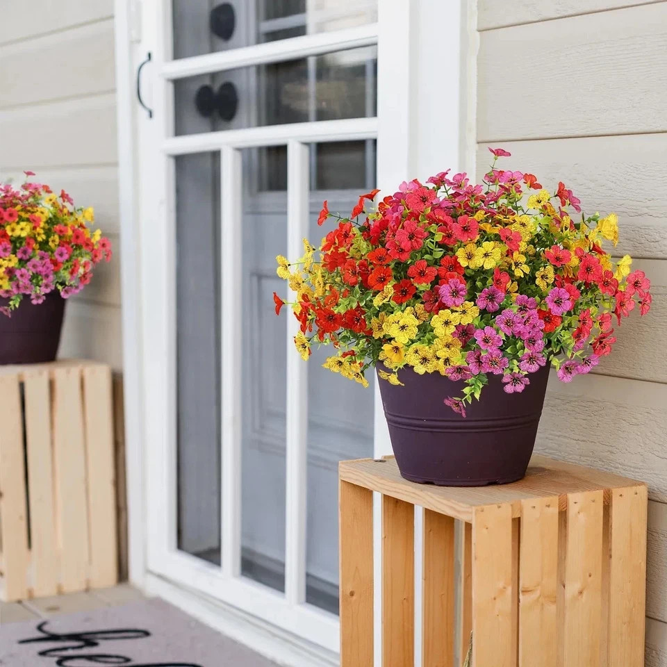 Artificial Flowers for Outdoors 12 Bundles Realistic Faux Plants UV Resistant…