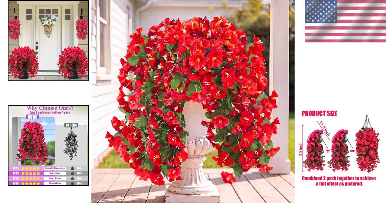 2PCS UV Resistant Faux Silk Morning Glory Vines – Elegant Outdoor Decoration