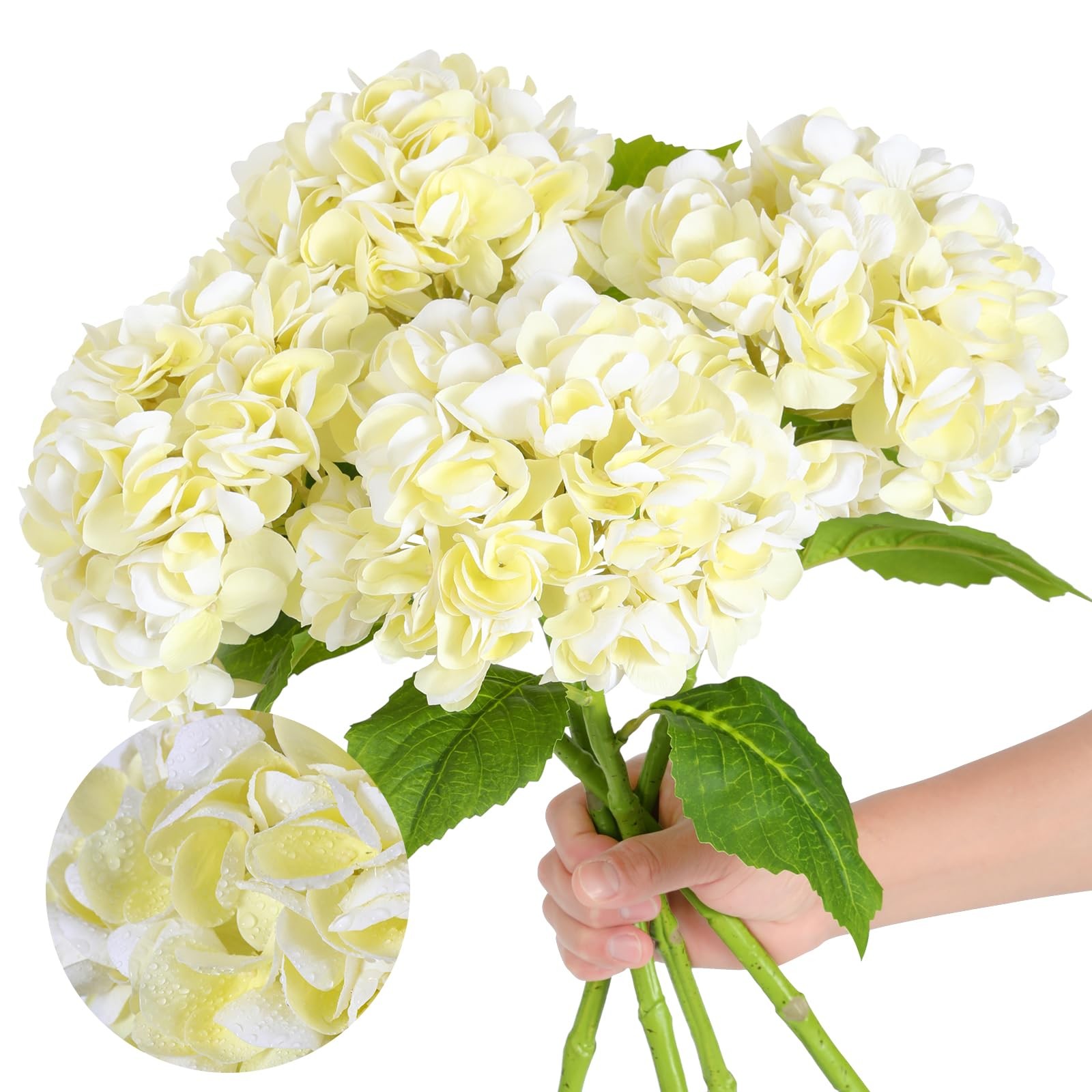 Nubry Artificial Hydrangea Flowers Beige 4 Pcs 22.5″