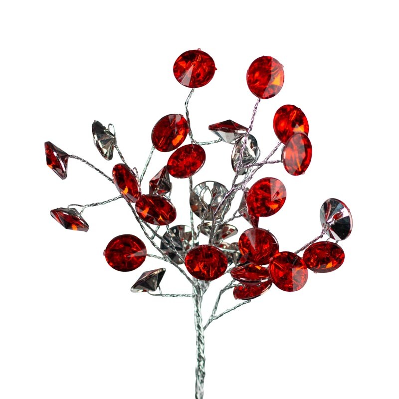Red Rhinestone Crystal Flower Sprays | 2 Sprays | For Corsages and Accentin