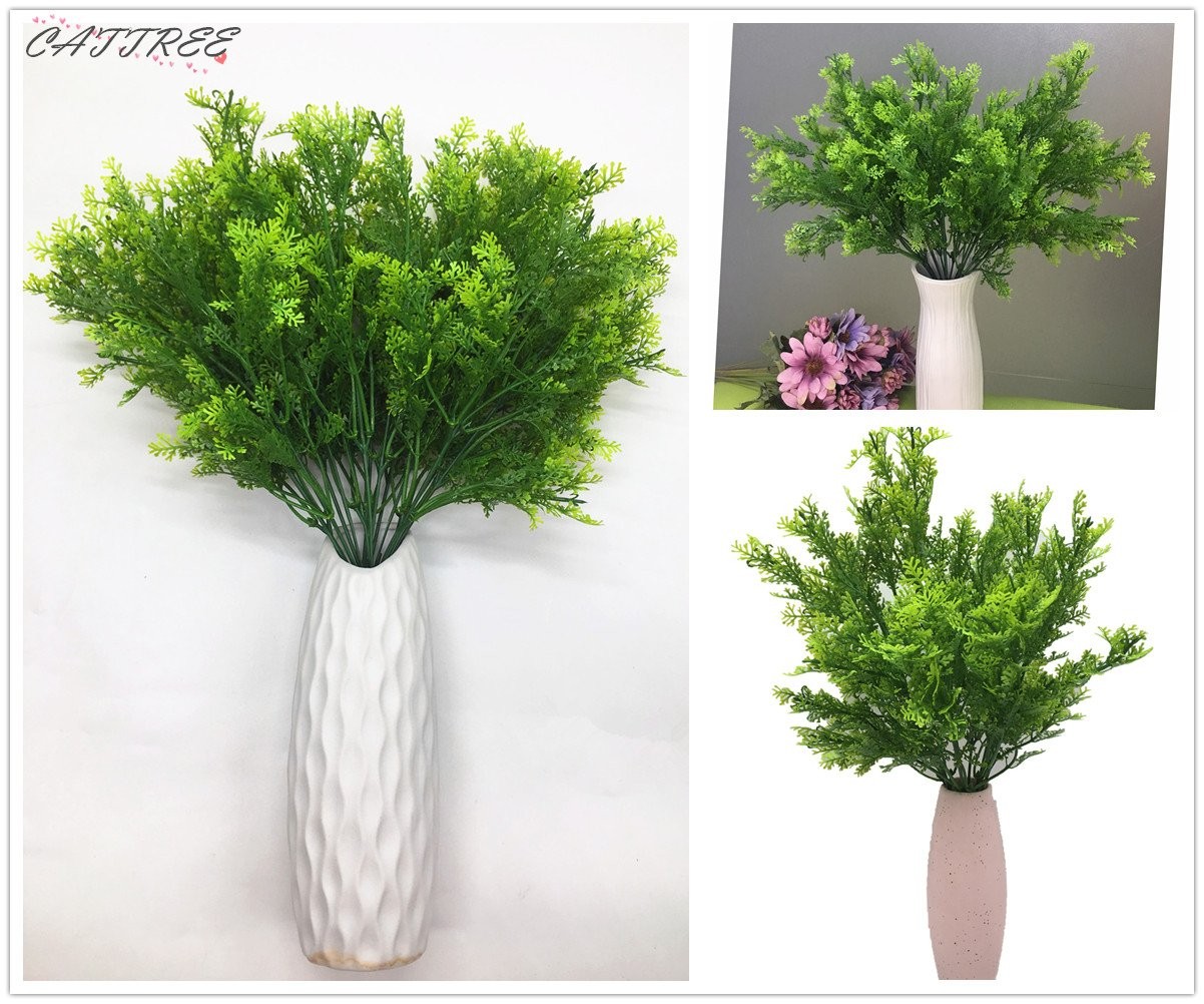 Artificial Shrubs Bushes, Plastic Fern Leaves Simulation Faux Fern Grass-4 Pcs