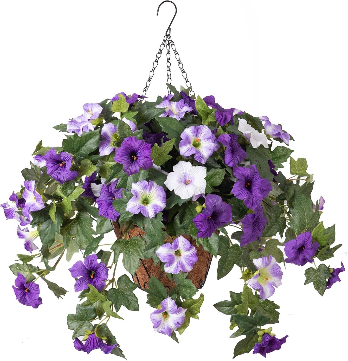 Artificial Hanging Fake Flowers with Basket Plants for Outdoor Decoration, Fa…