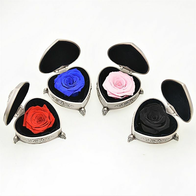 Preserved Fresh Rose Flower Jewelry Box Birthday Wedding Valentine Gifts Womens