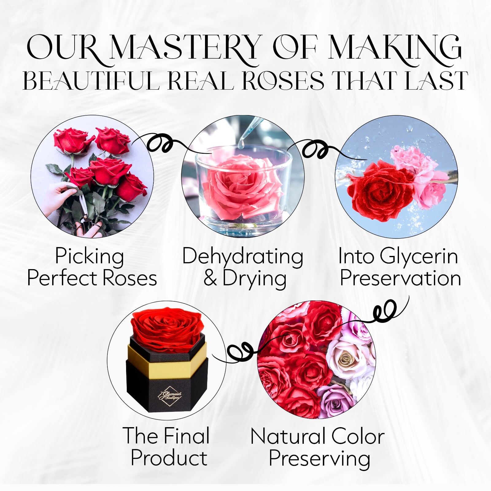 Glamour Boutique Hexagon Single Forever Real Rose – Preserved Roses in a Box