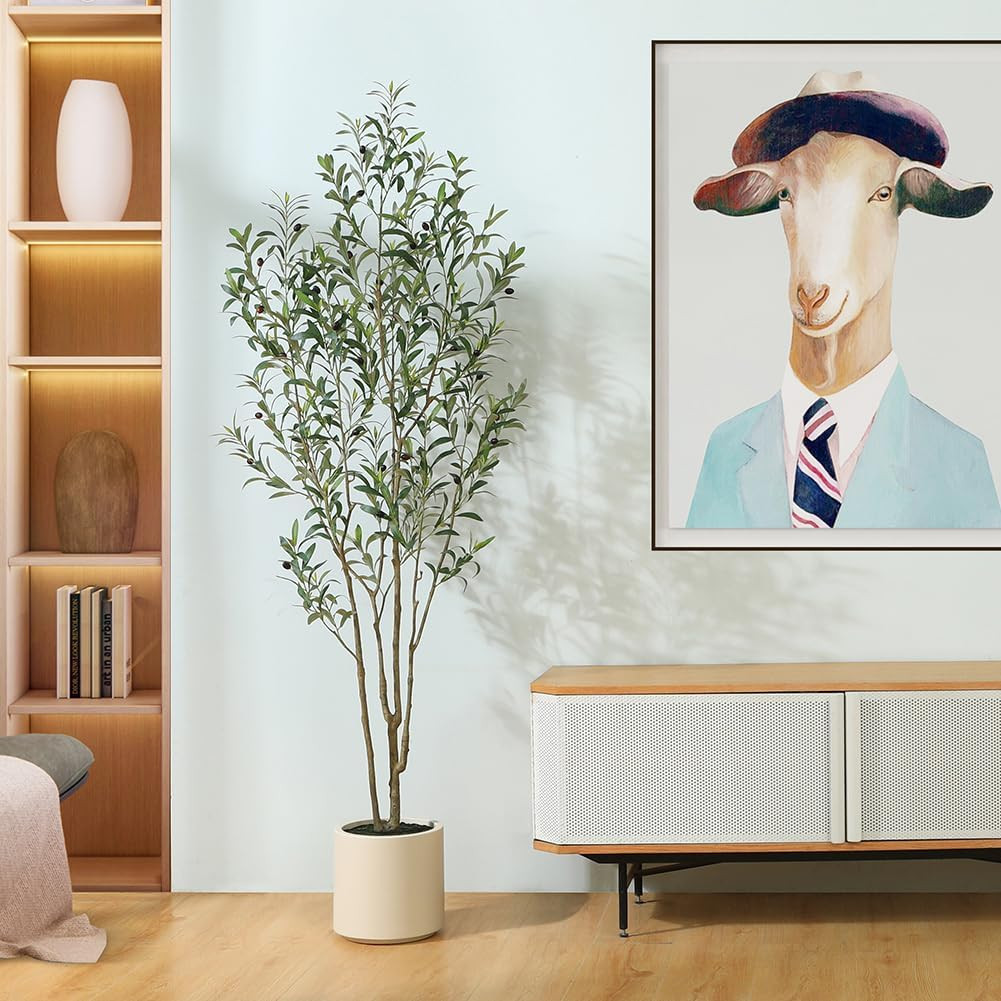 Artificial Olive Trees, 7 ft Tall Fake Olive Trees for Indoor | Faux Olive Silk