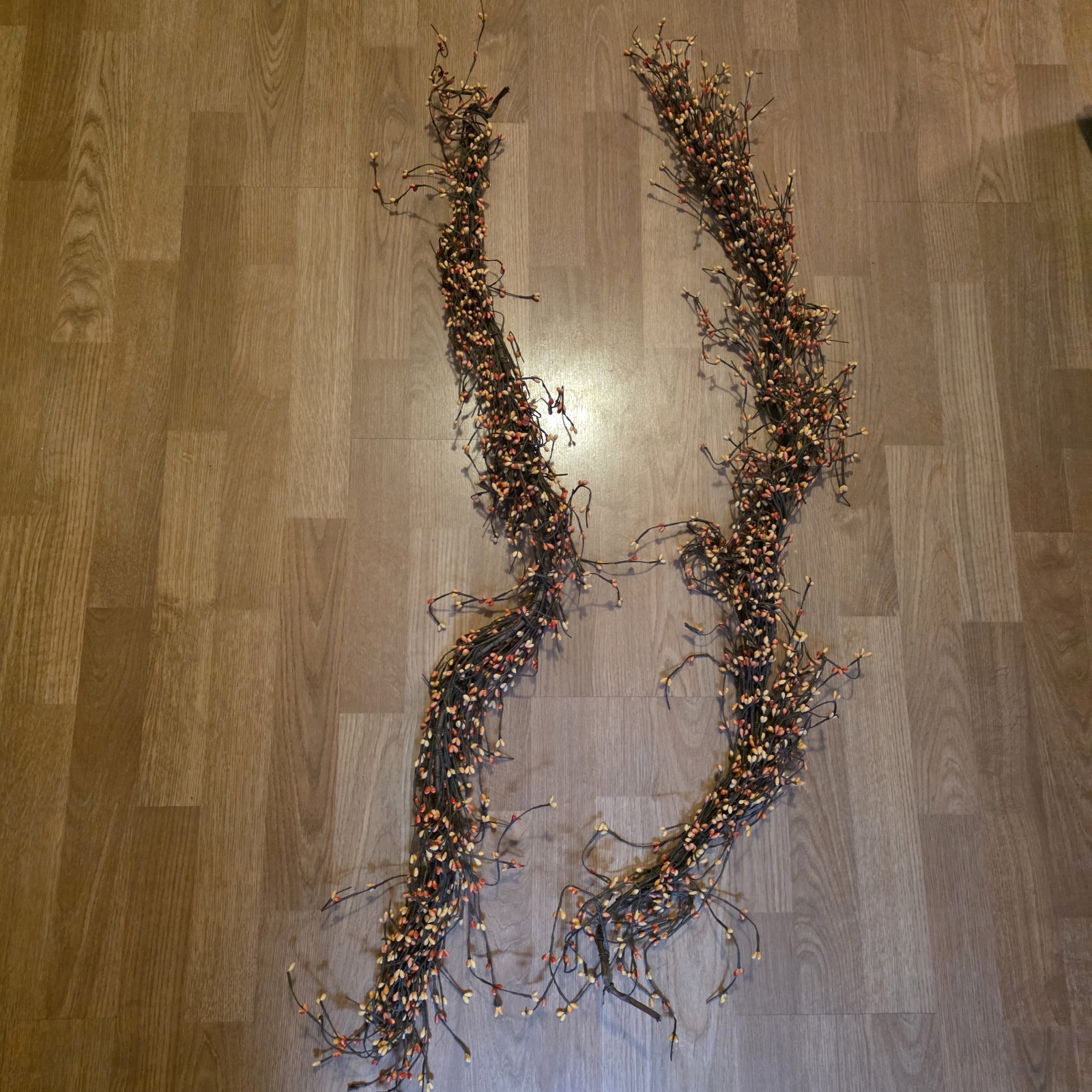 Pip Berry Garland in Pumpkin Spice Yellow Orange Brown, Tip To Tip 52″ Long Each