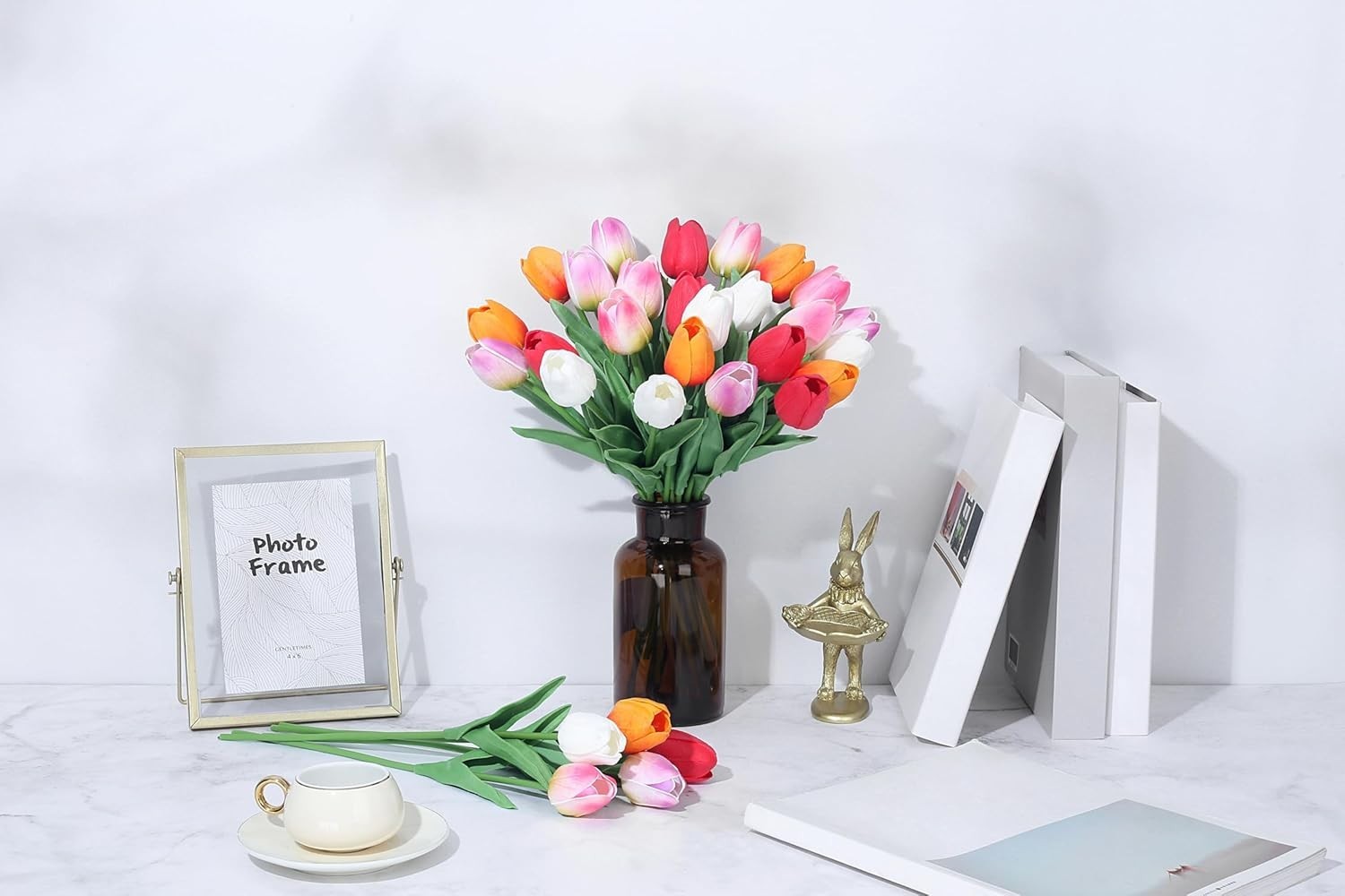 Fake Tulips Artificial Flowers 15pcs Silk Decor for Wedding Home Party