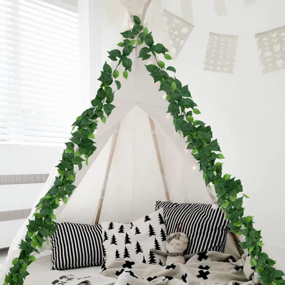 3 Strands Artificial Vines Kit, 71″ Silk Eucalyptus Ivy Garland Green Leaves Nat