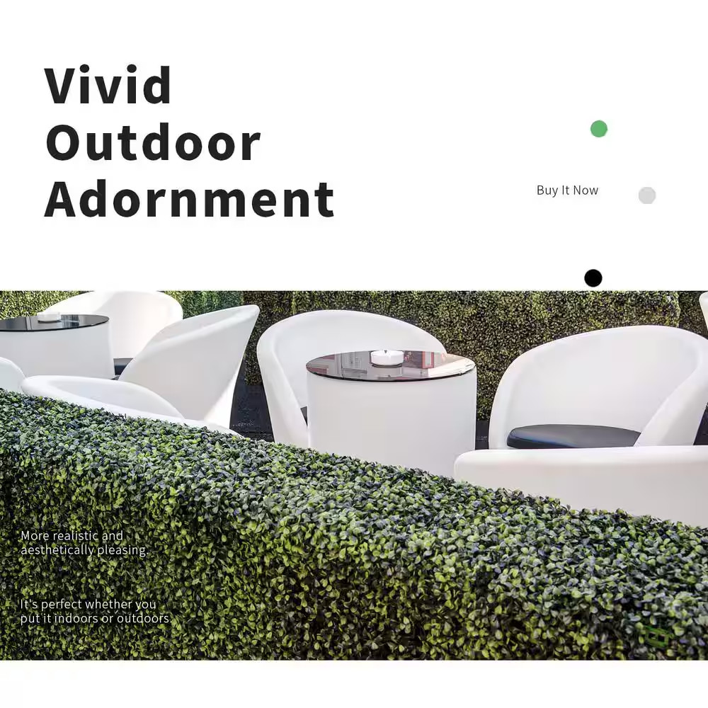 12- Piece 20 In. X 20 In. X 1.75 In. Artificial Boxwood Grass Wall Panels Boxwoo