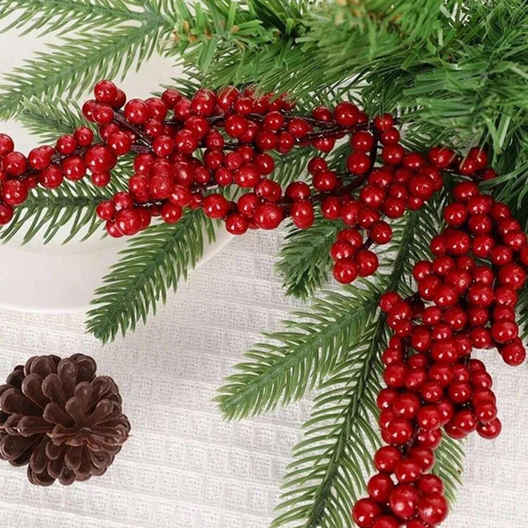 5pcs Artificial Red Berry Picks with Hawthorn Red Berries Branches Home Decor