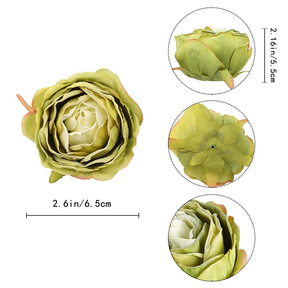White Roses Artificial Flowers Heads Bulk, 25pcs Vintage Dried Flowers Artifi…