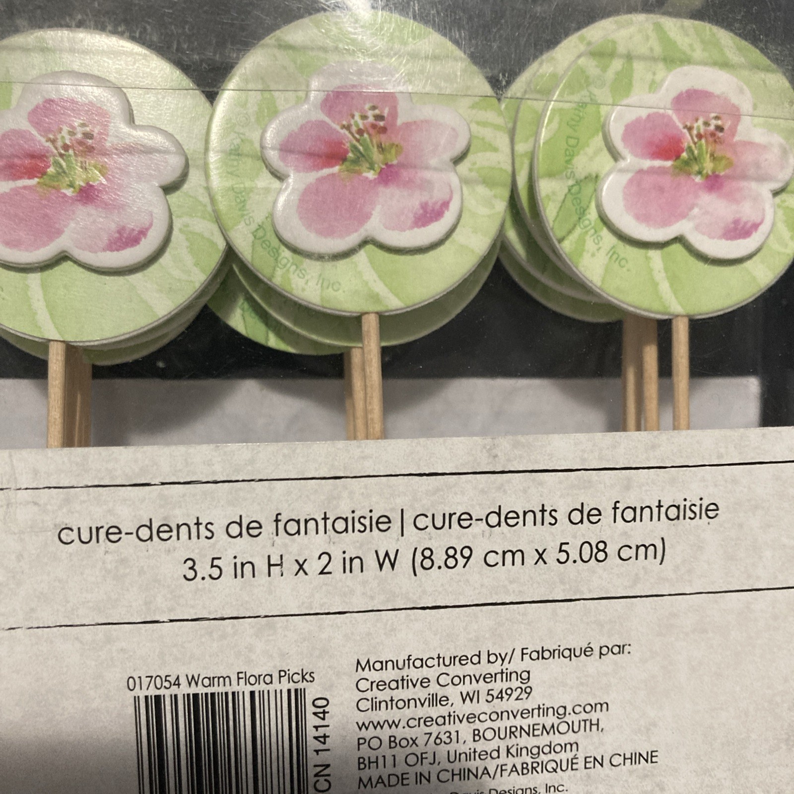 Set Of 12 Kathy Davis Flower Decor Cupcake Picks Birthday Decor 3.5 X 2″ NIB
