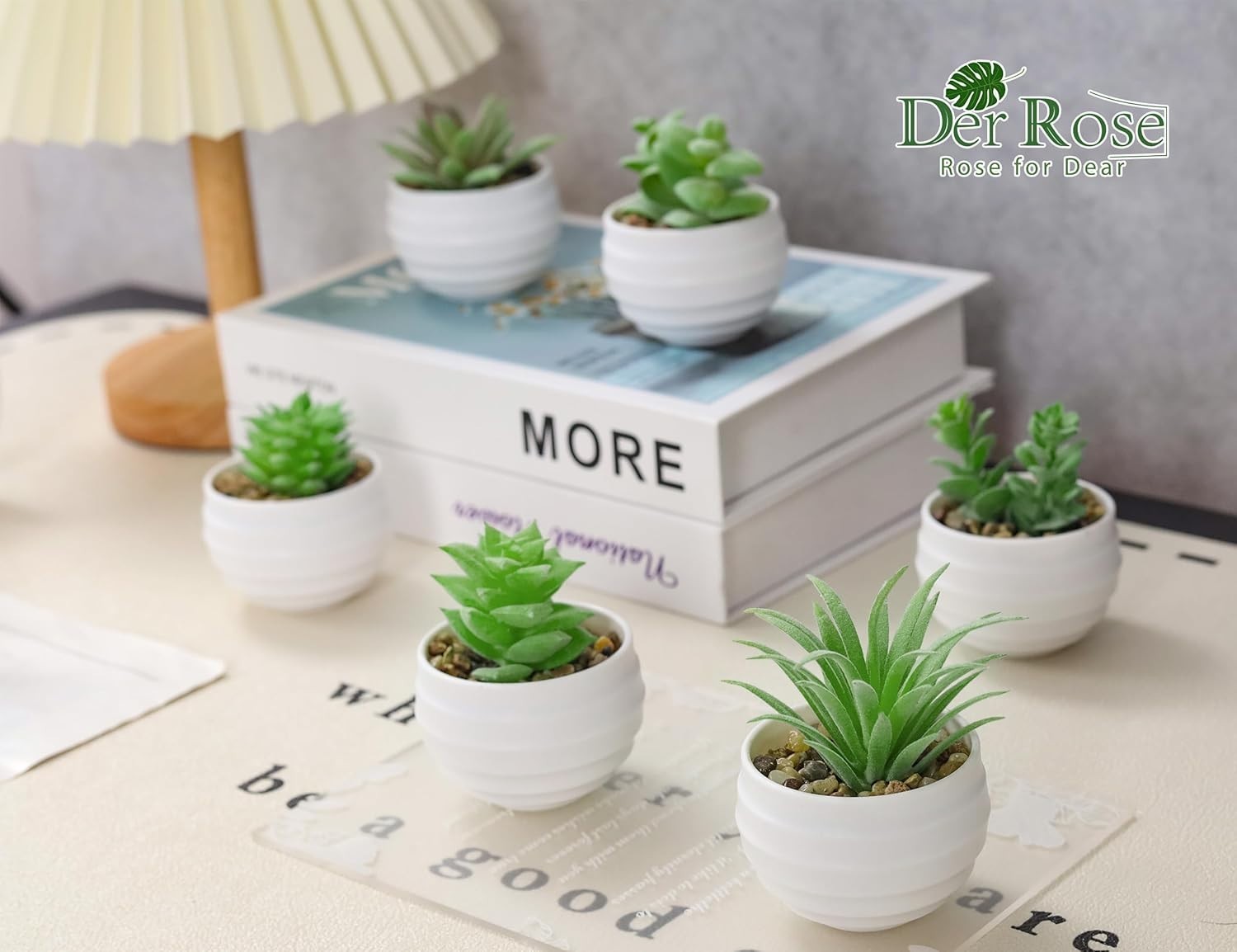 Set of 6 Succulents Plants Artificial in Pots Small Fake Plants for Bedroom A…
