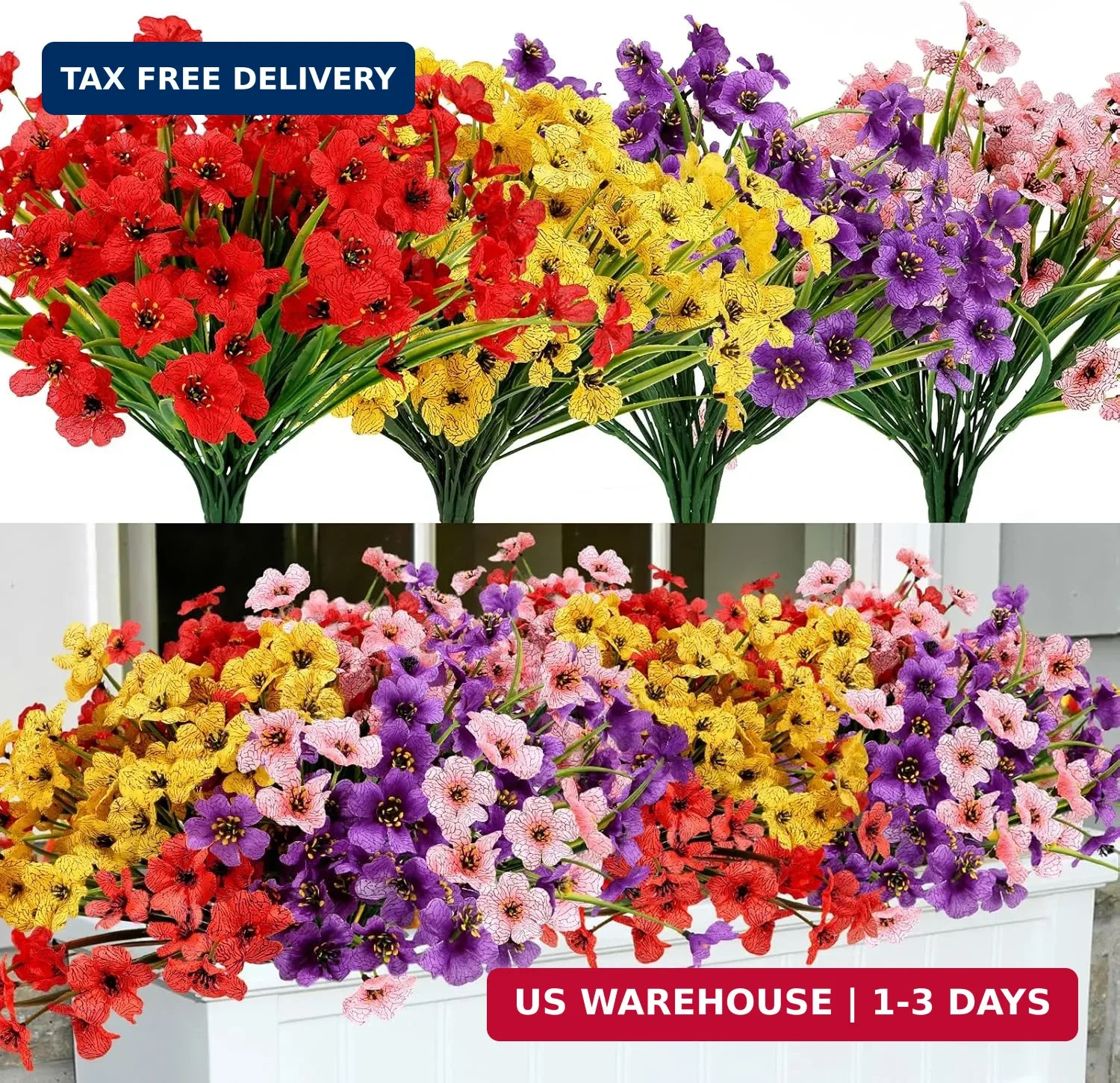Geegoods 16 Bundles Artificial Mums Flowers for Outdoors, Mix 4 Colors | UV Resi