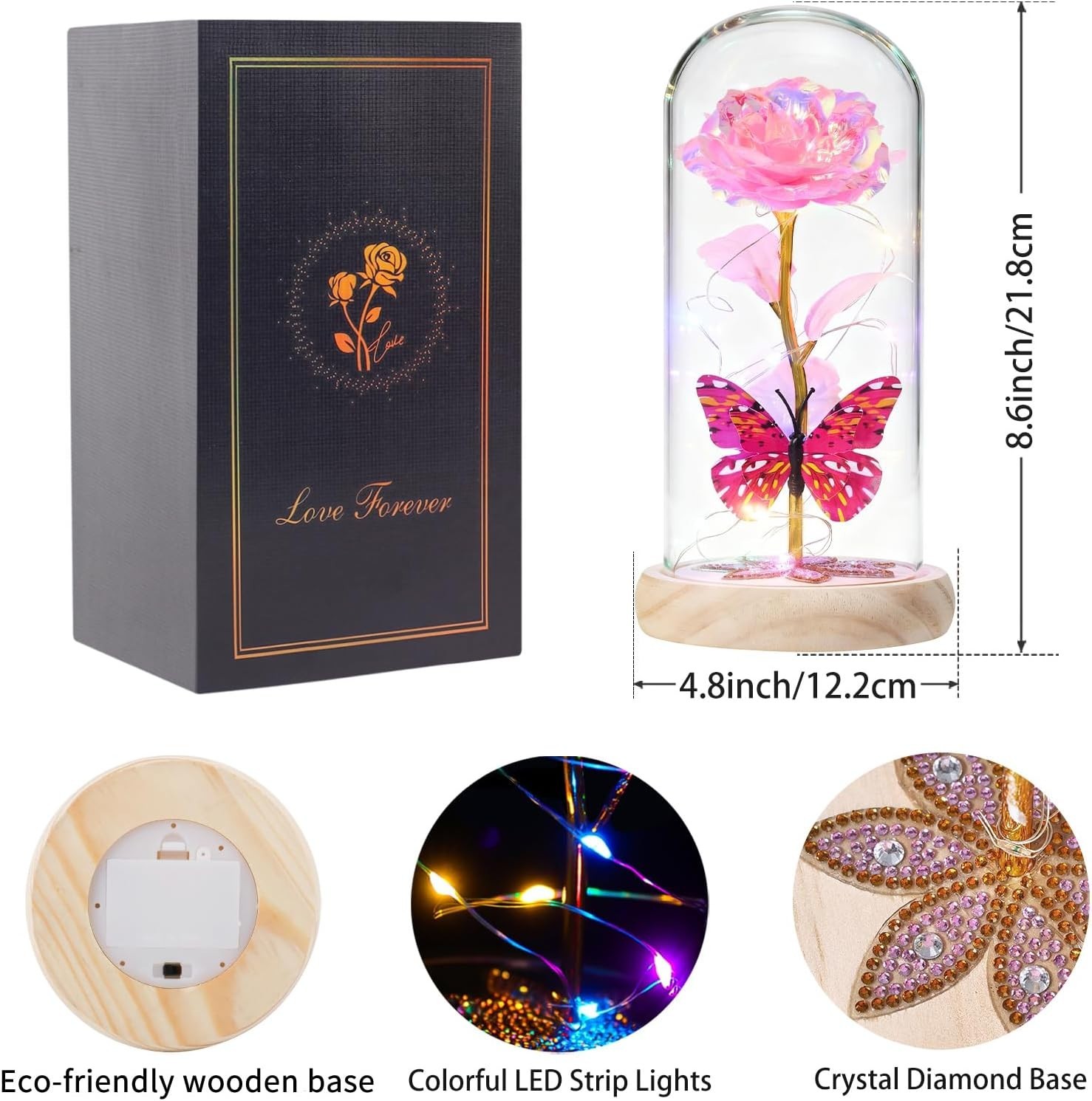 Birthday Gifts for Women Galaxy Glass Rose Forever Preserved Flowers for Deli…