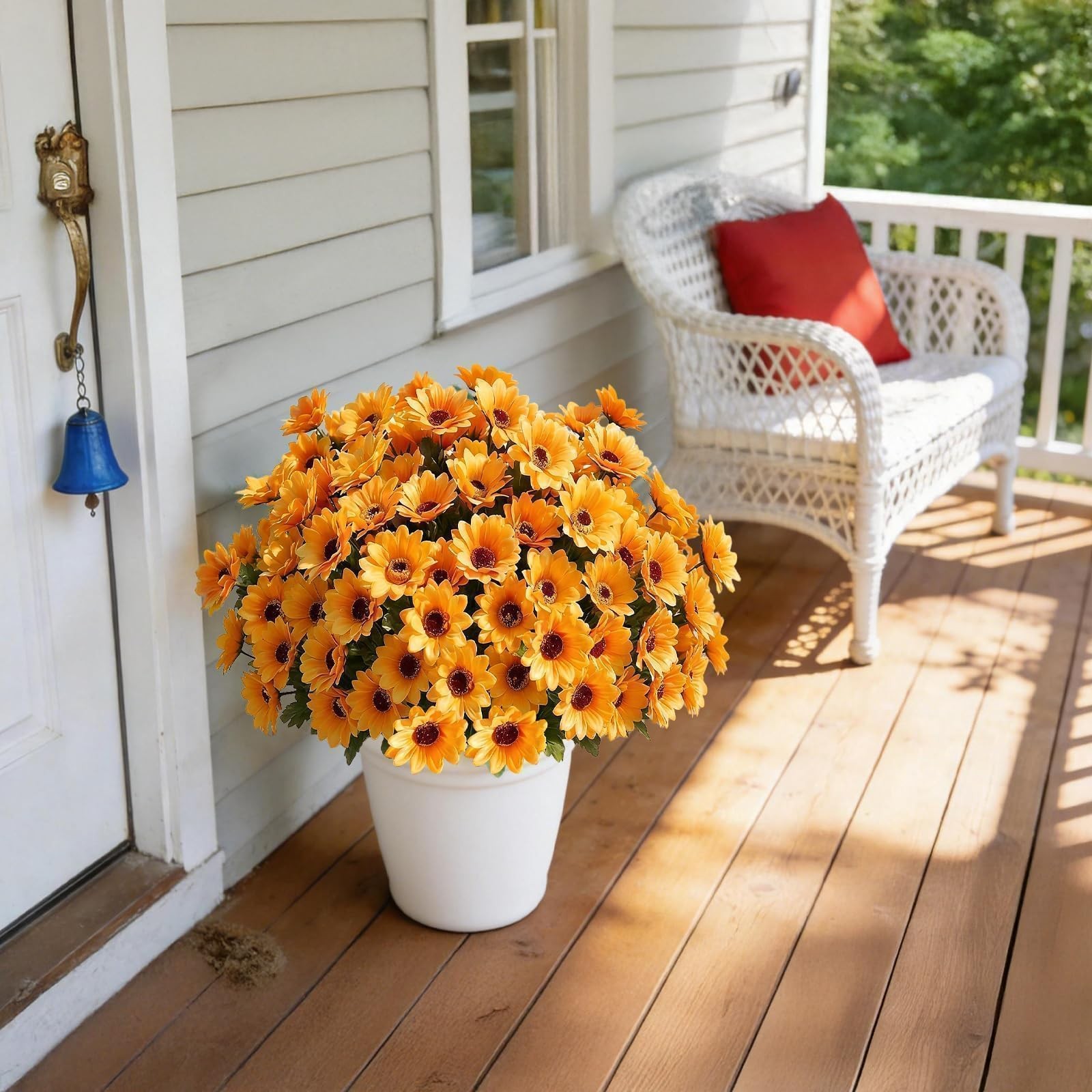 12 Bunches Sunflowers Artificial Flowers for Outdoors UV Resistant Fall Flowe…