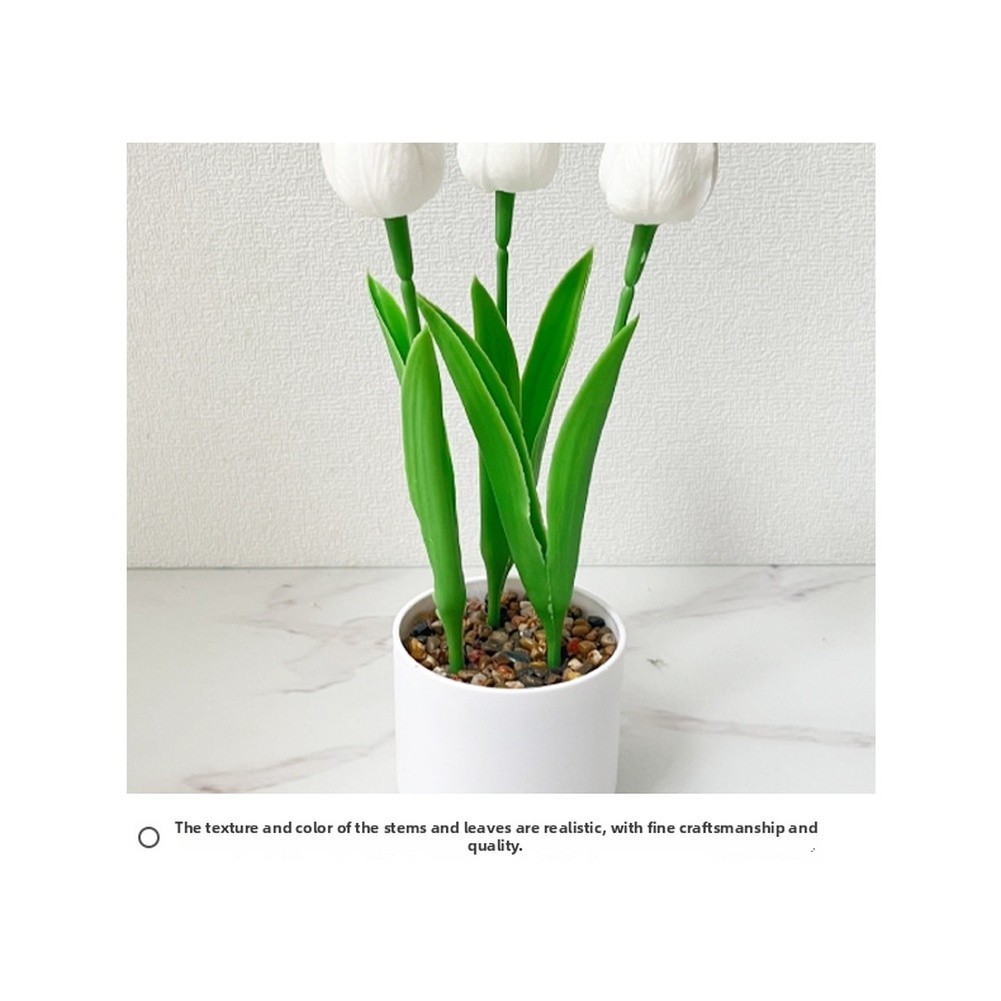 Artificial Tulip with PU Pot for Nordic Aesthetic 10 10 25cm for Decor Setup