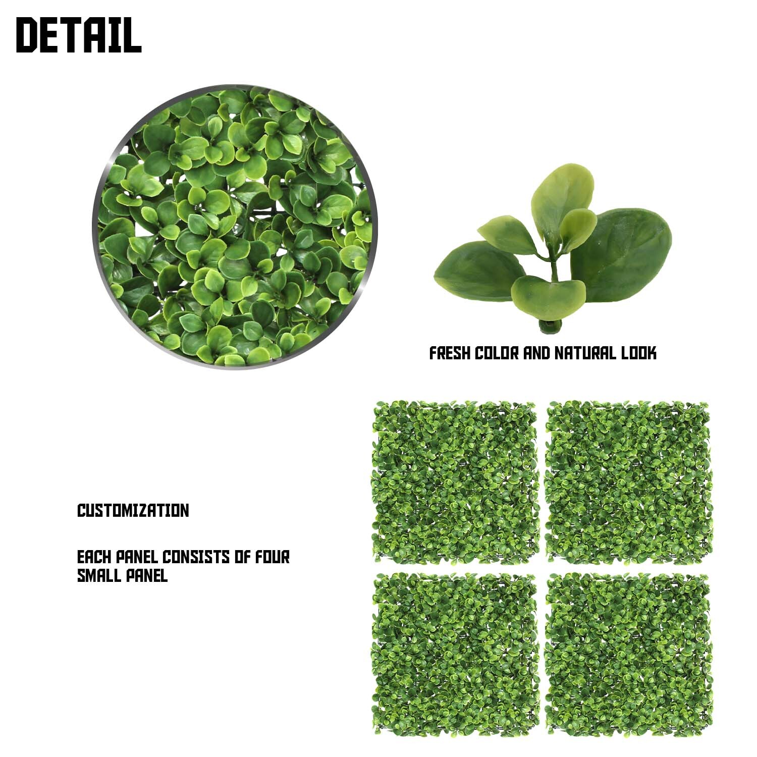 20″x20″ Artificial Faux Greenery Lechuguilla Leaf Fence Screen Wall Decor Panel