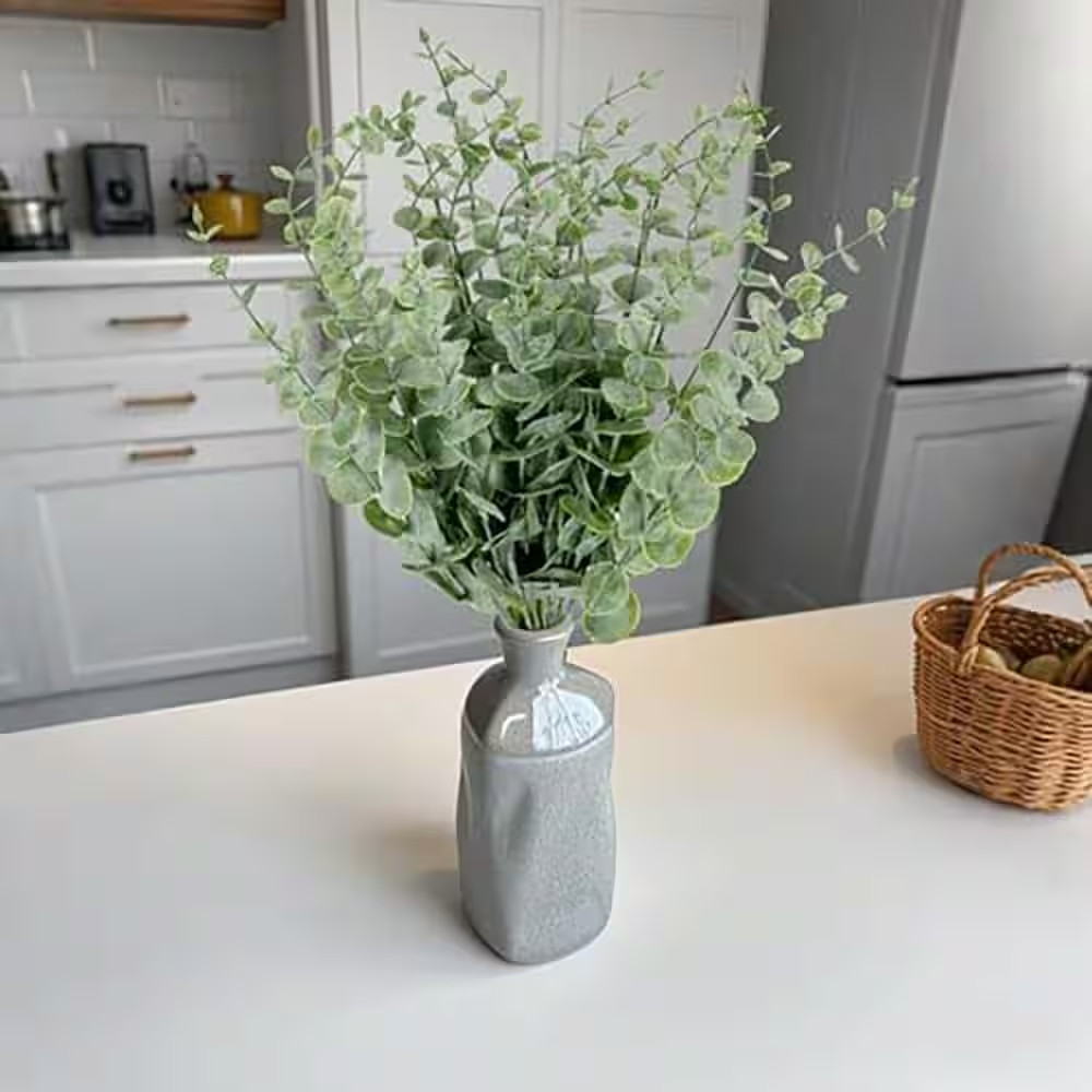 Artificial Eucalyptus Leaves Stems 14.5 In. Greenery Plant Branch Home Office We