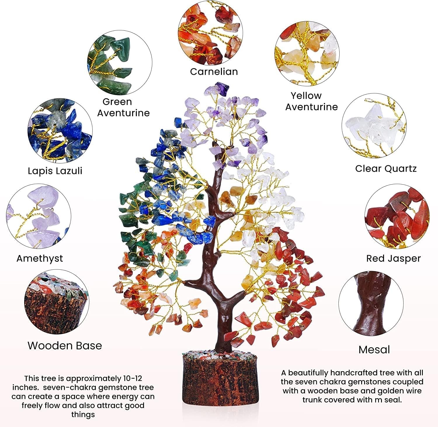 Chakra Crystal Tree – Handmade Healing Crystal Trees with 7 Chakra Stones | T…