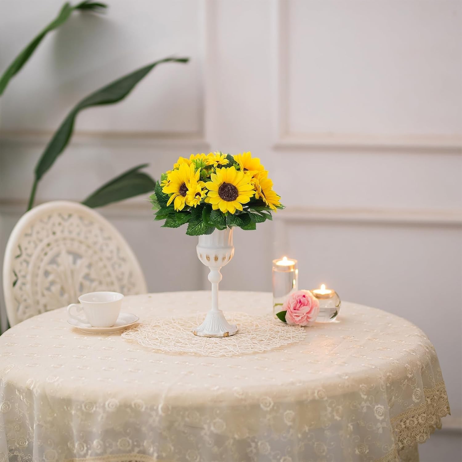 Sunflowers Artificial Flowers Ball – 10 Pcs Fake Yellow Sunflower Flowers Cen…