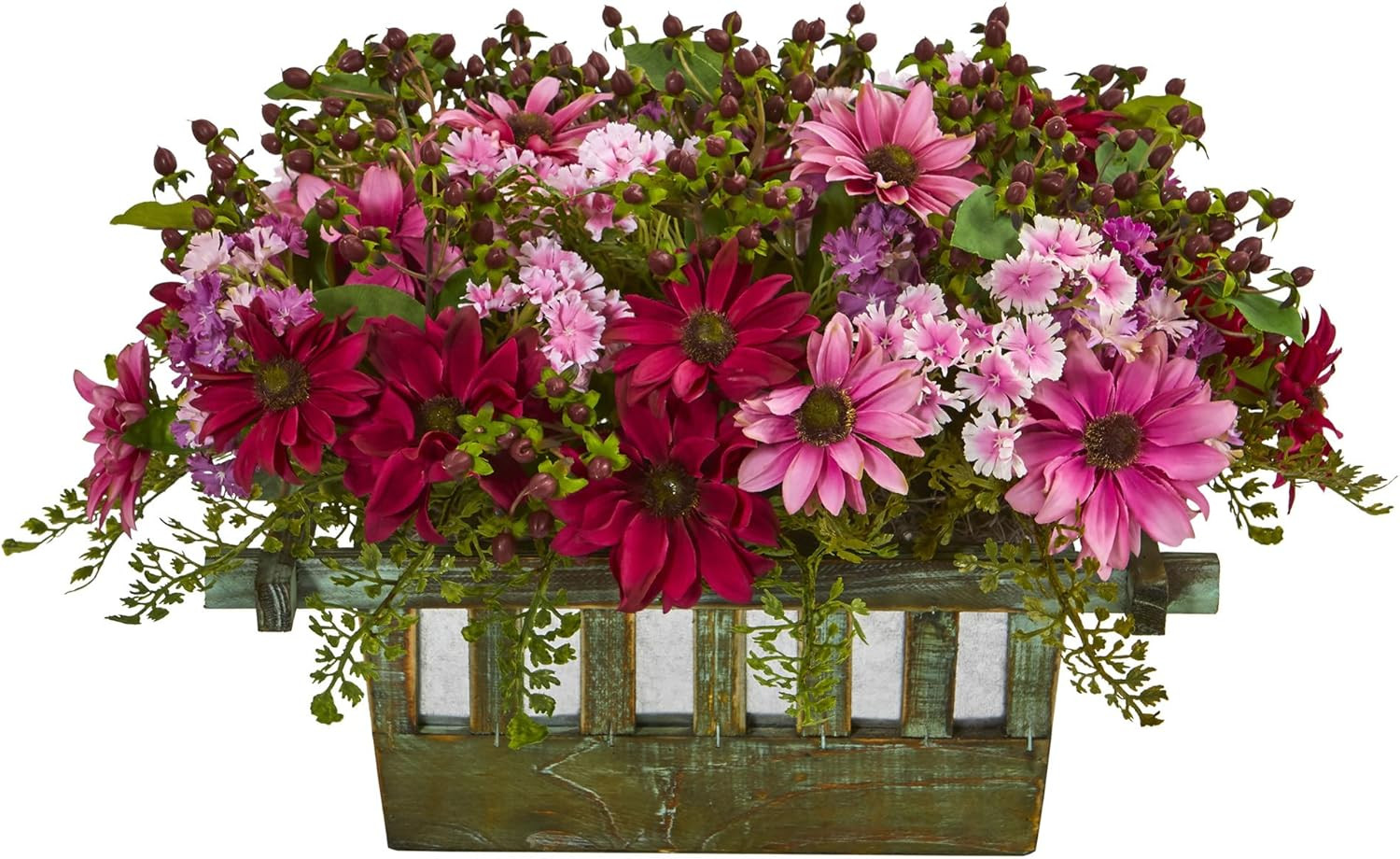 Pink Daisy Arrangement in Decorative Planter – Artificial Flower Decor