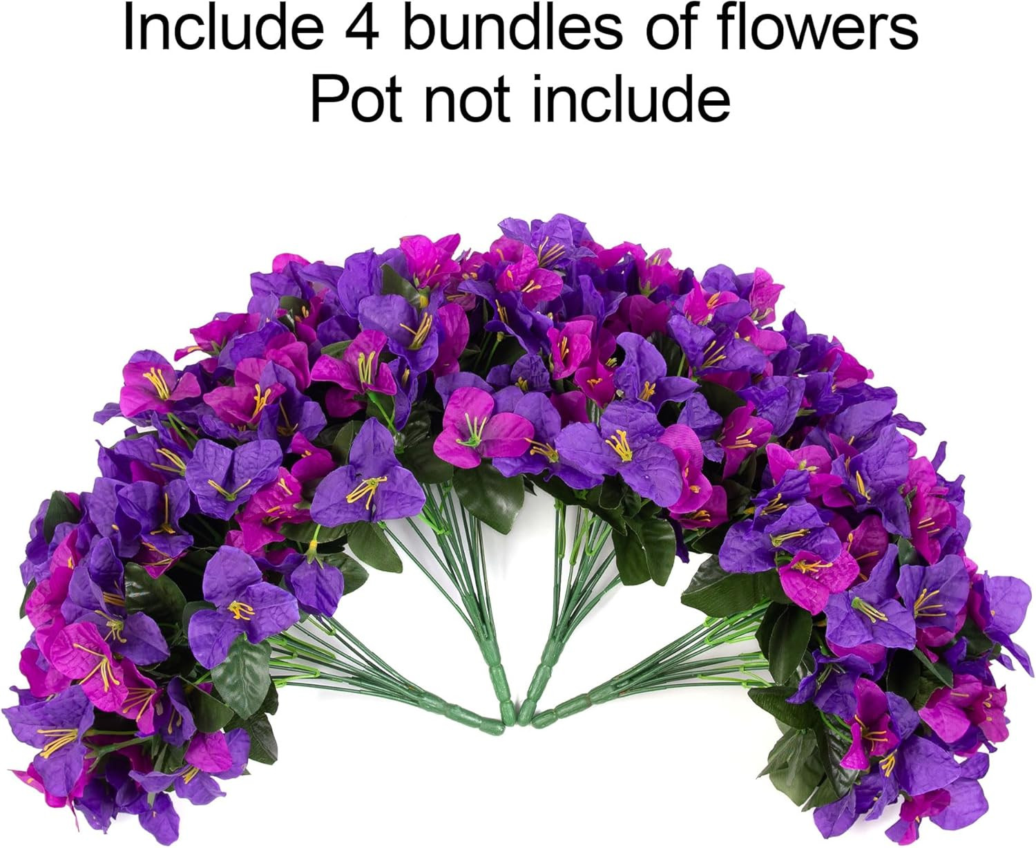 Artificial Flowers Plants for Outdoors Spring Summer Decor, 4 Bundles Fake Bouga