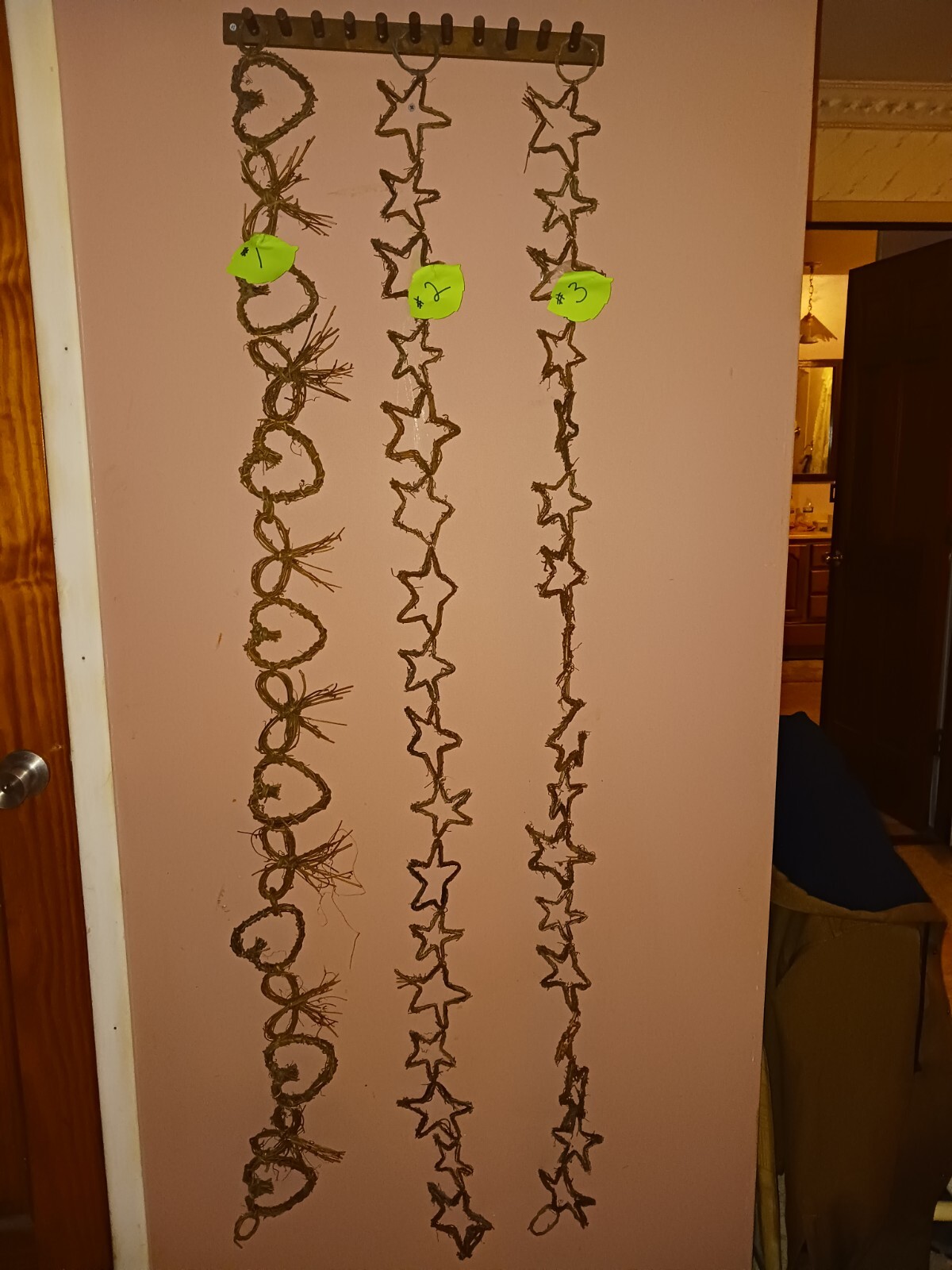 Farmhouse Rustic GRAPEVINE Twig Swags Approx 5ft Hearts Stars Butterflies Bows