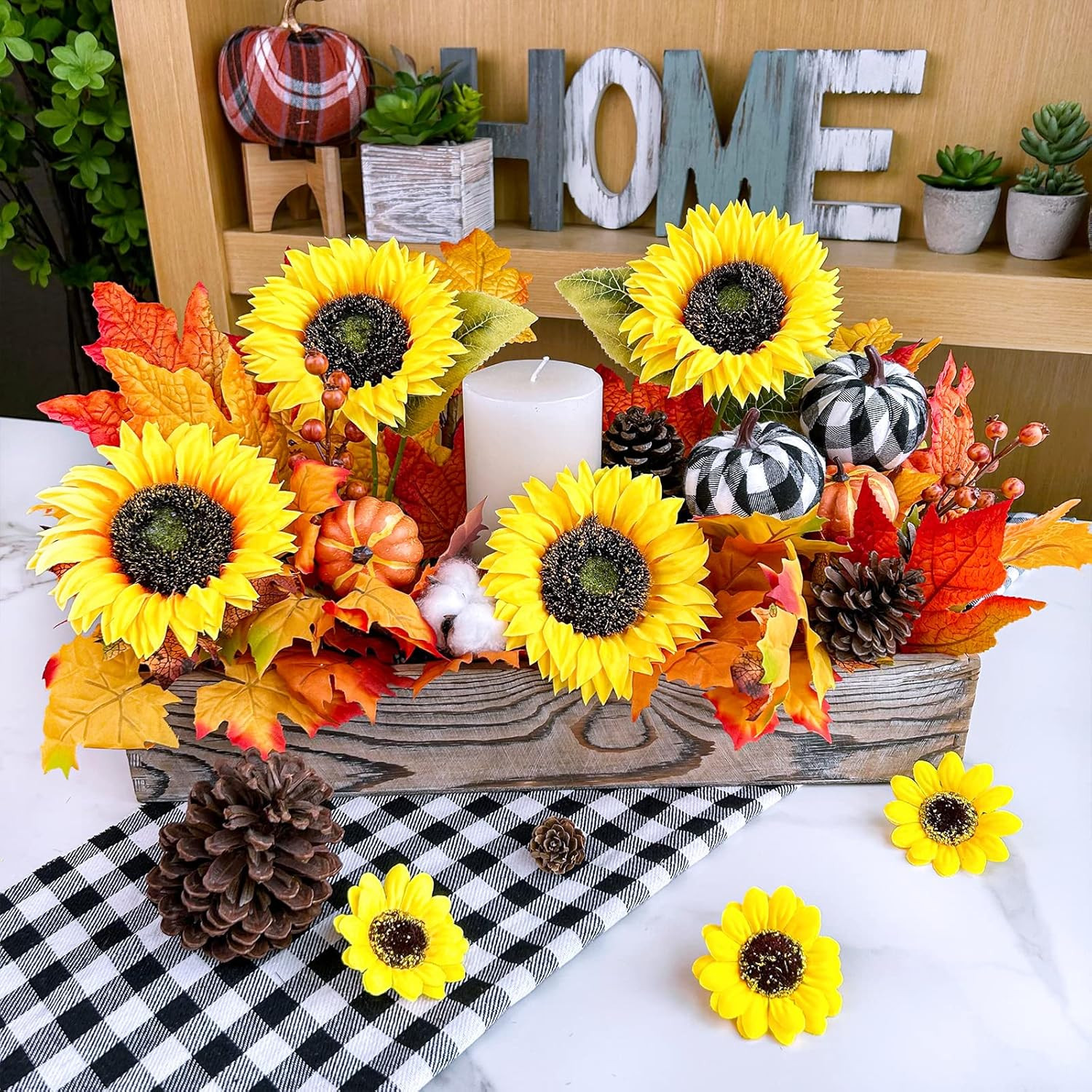 Artificial Sunflower Stems 9 Pack 19.7in Fake Flowers Wedding Home Decor Bouque