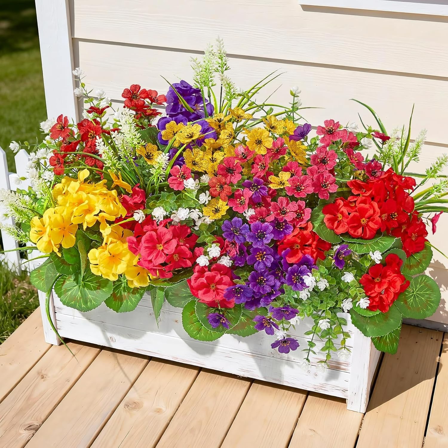 Stunning 16 Bundle Silk Flowers: Adjustable and Weatherproof for Outdoors