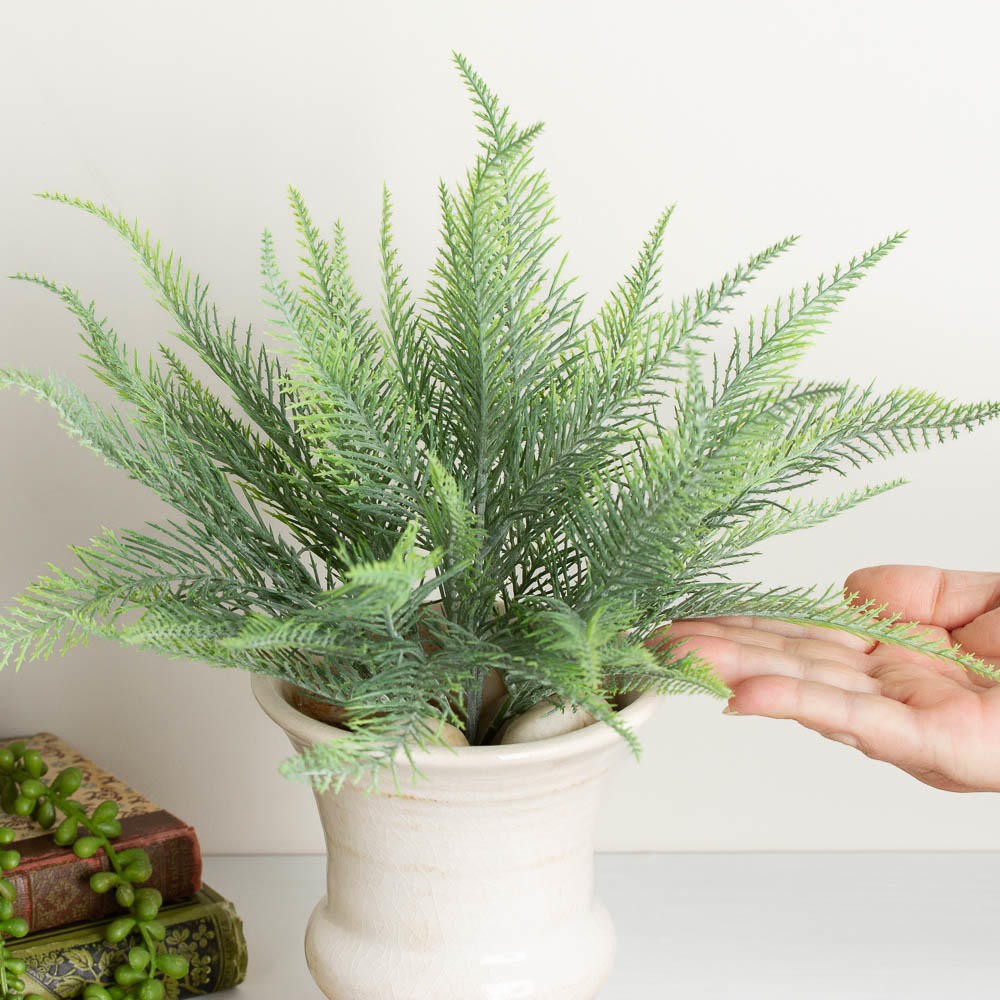 Small Artificial Green Vinyl Indoor / Outdoor 13″ Fern Bush