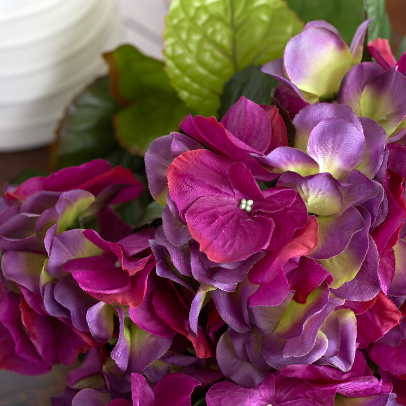 Artificial Mulberry Wine Hydrangea Silk 18″ Flower Bush