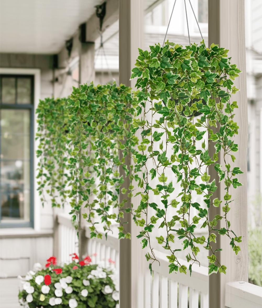 2pcs Artificial Hanging Plants 31″ Fake Ivy Vine Faux Ivy Leaves Hanging Plan…