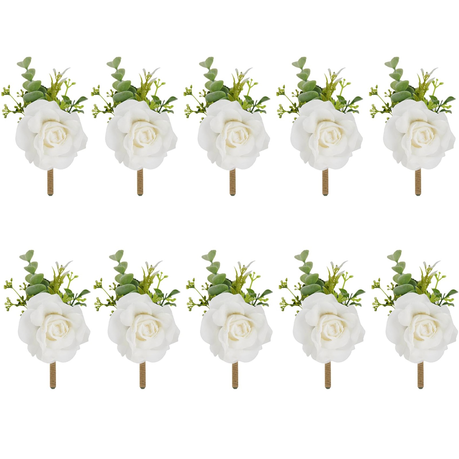 Ivory Rose Boutonniere for Men,Set of 10,Groom and Best Man Boutonnieres with…