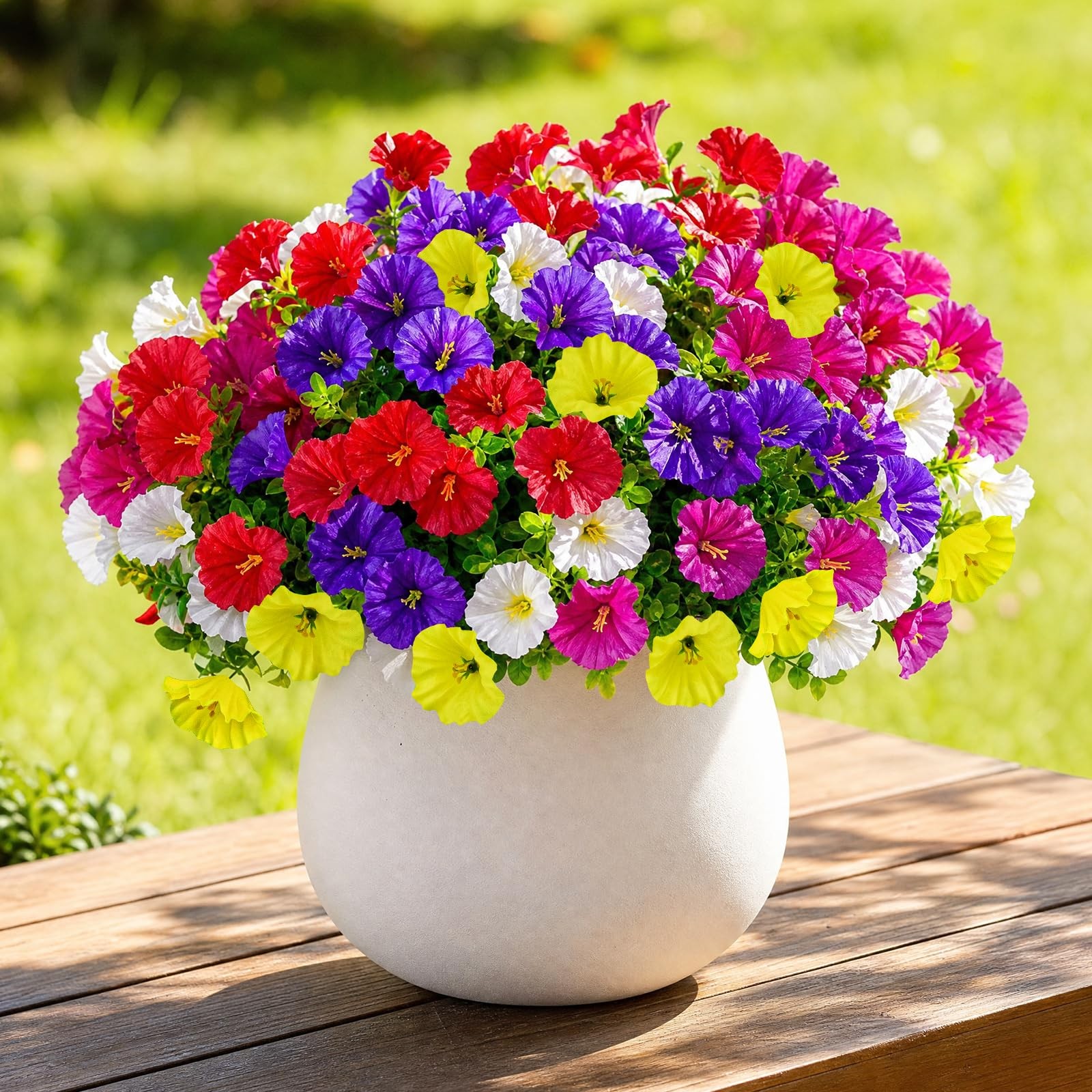 14 Pcs Artificial Petunias for Outdoors, UV Resistant Artificial Outdoor Plan…