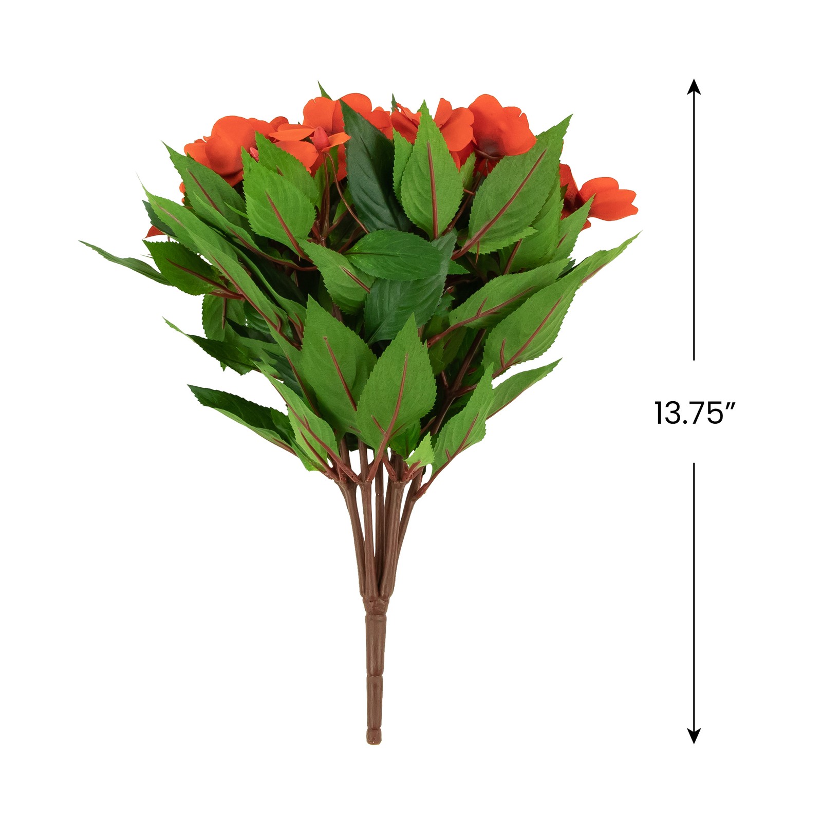 Allstate 13.7″ Red New Guinea Impatiens Artificial Floral Bush