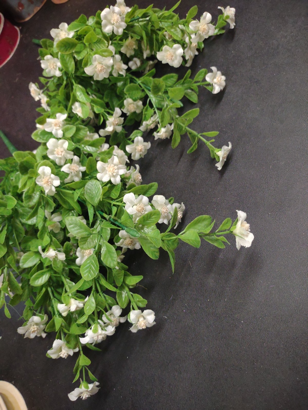 Set of 2: White Silk Mini Daisy Bush, “Jacob’s Ladder” Miniature Flower Blooms