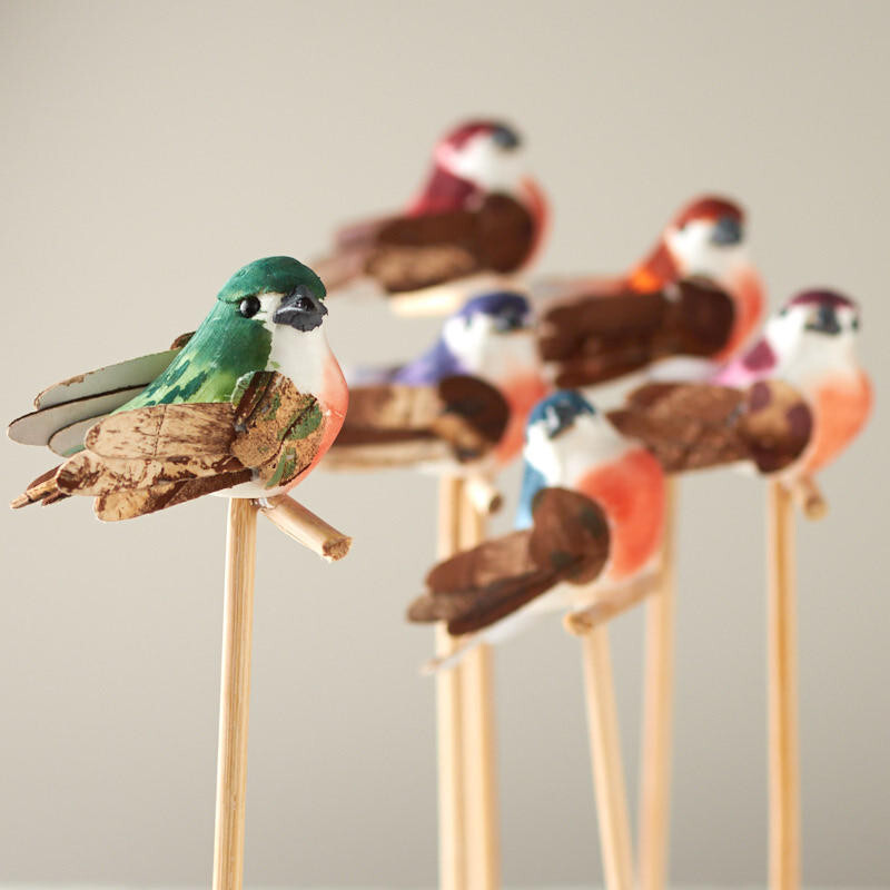 Package of 12 Assorted Color Artificial Mushroom Finch Bird 6″ Picks