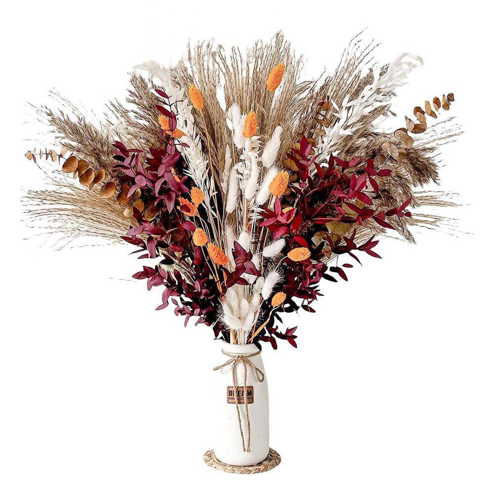 2.83 In. Autumn Toffee Champagne Sand Orange Artificial Plant Pampas Grass Fluff