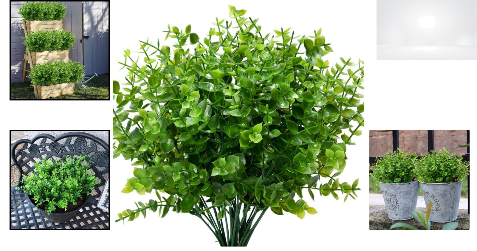 Artificial Boxwood Stems Outdoor UV Resistant No Fade Greenery 8 Bundles for …