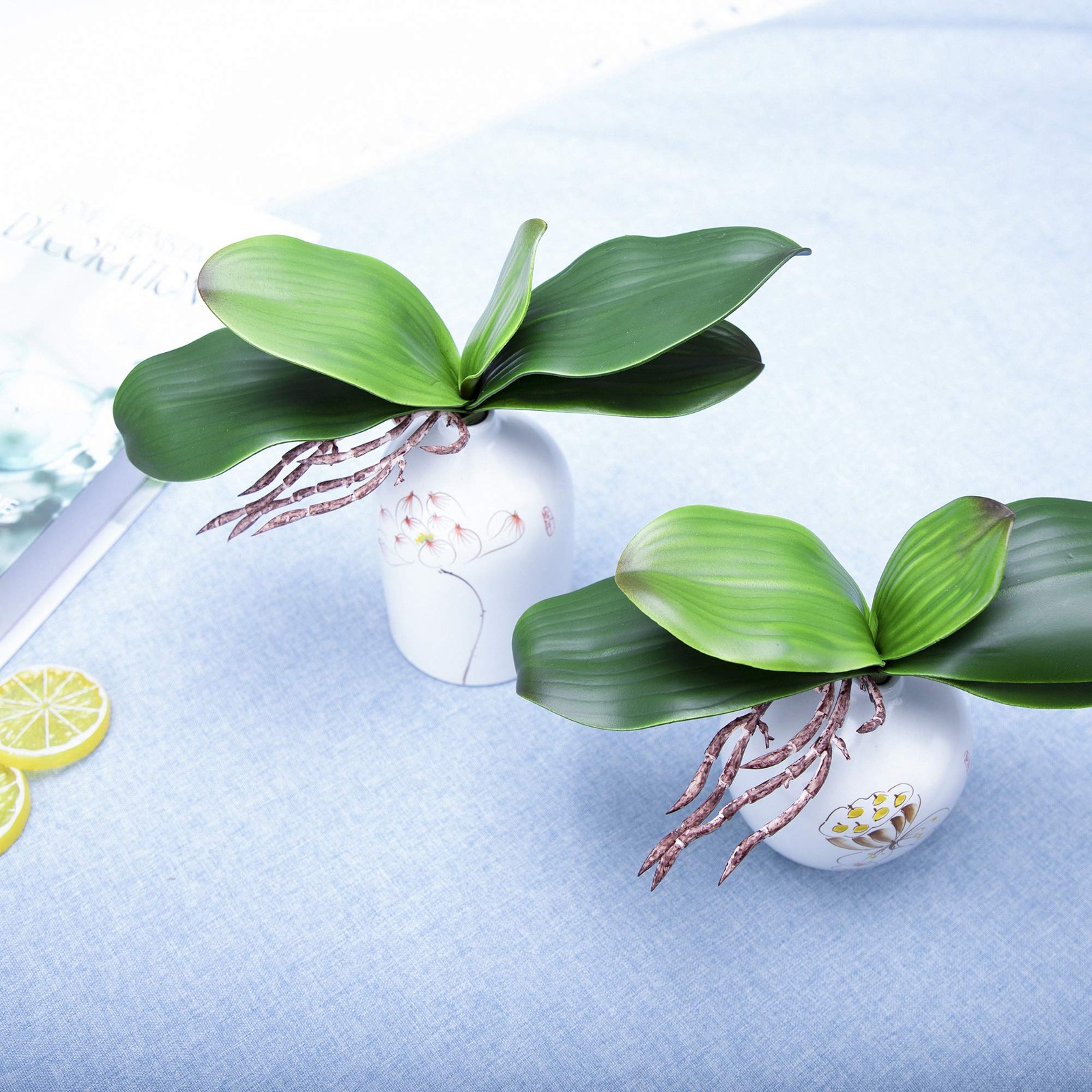 Orchid Leaves Artificial Phalaenopsis Stems Leaf Faux Cymbidium Flower Foliag…
