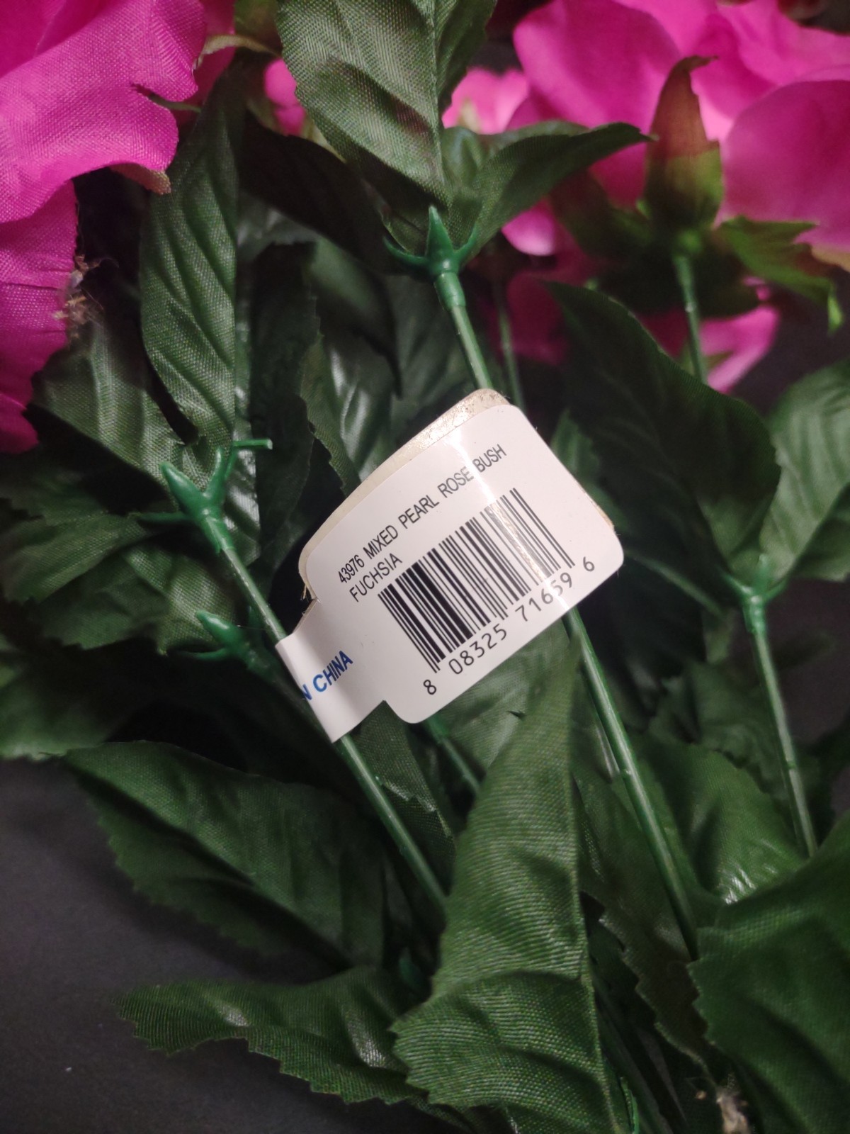Big Mixed Pearl Rose Bush, Fuchsia Hot Pink Silk, 5″ Large Roses, 12 Stems