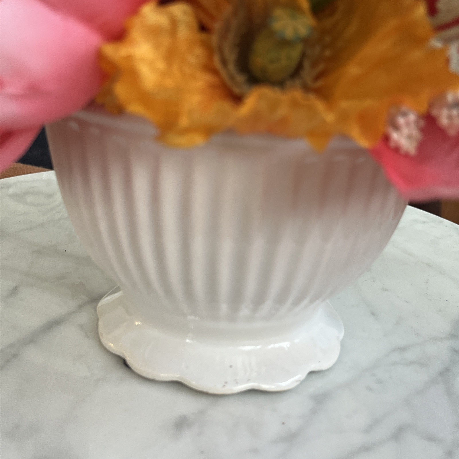 Flower Arrangement Peony Floral In Vase Home Decor Pink White Orange