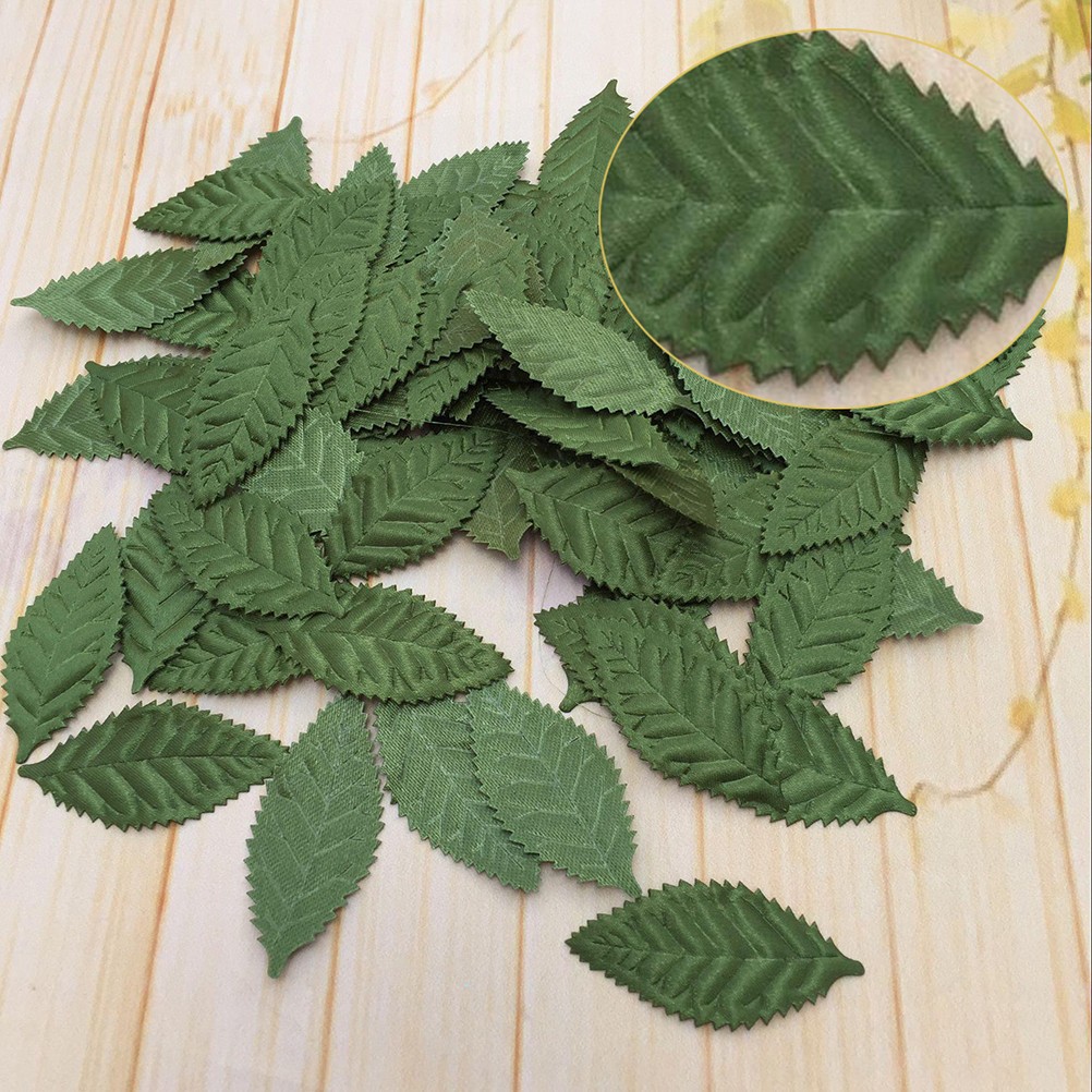100Pcs DIY Accessories Reusable Green Artificial Silk Leaves for Wedding Decor