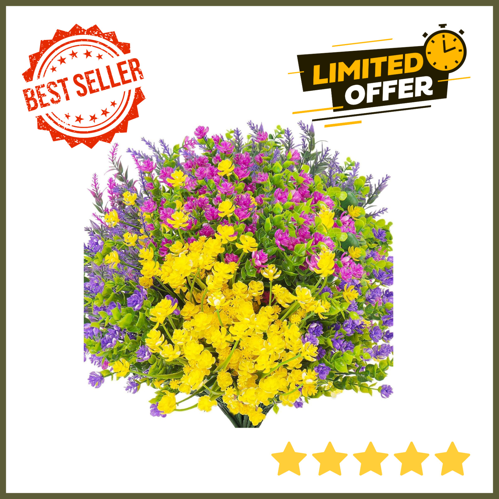24 Bundles Artificial Flowers Outdoors Faux Plants UV Resistant Fake Flowers Fau