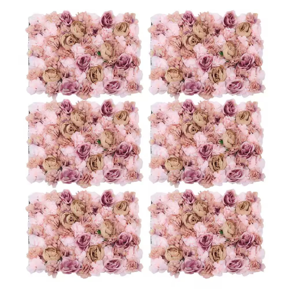 23 .6 In. X 15.7 In. Autumn Pink Artificial Floral Wall Panel Silk Fabric Rose D