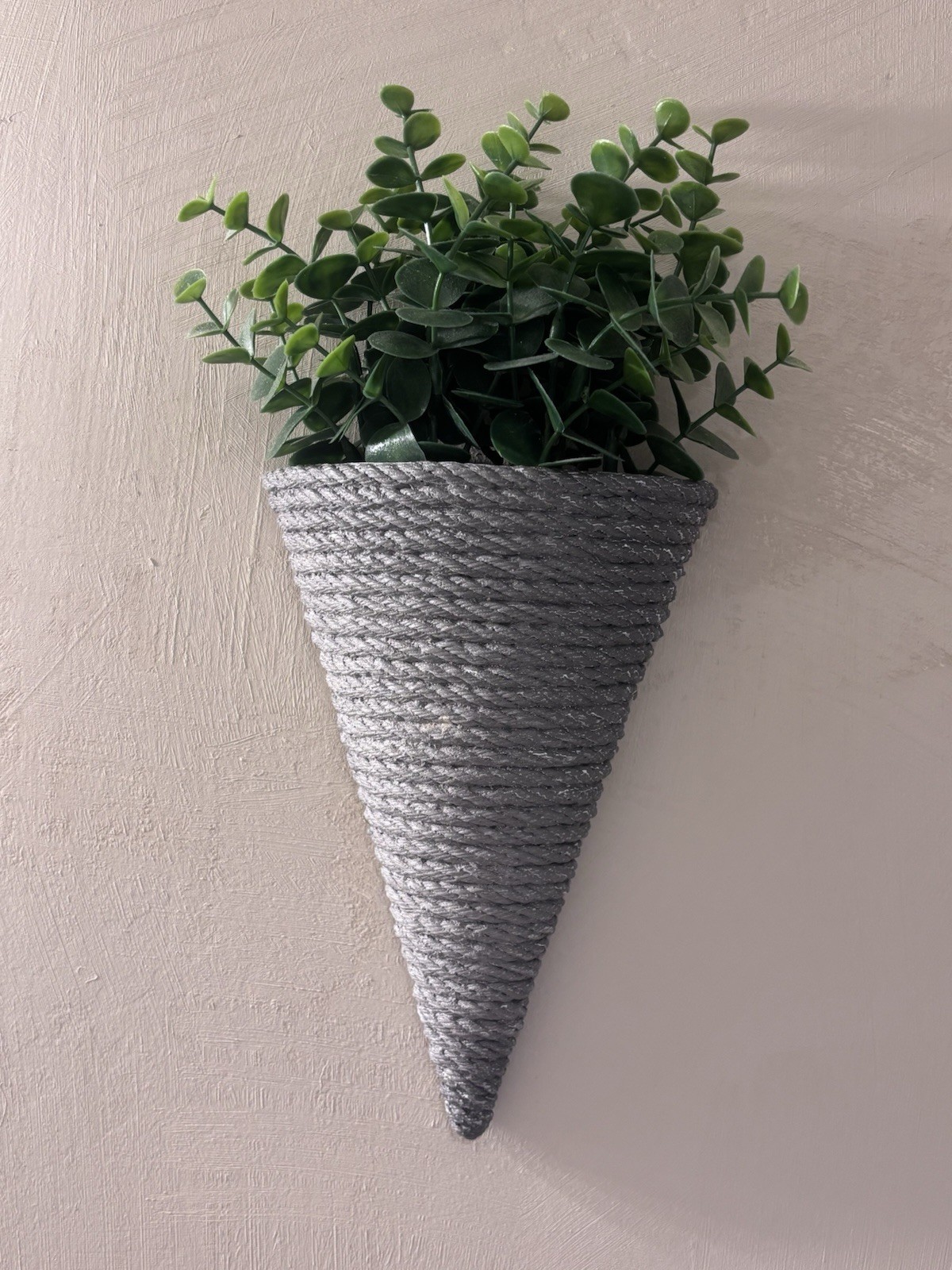 Artificial Plants 2 pack Eucalyptus Hanging Arrangement, Cone-Shaped Wall Decor