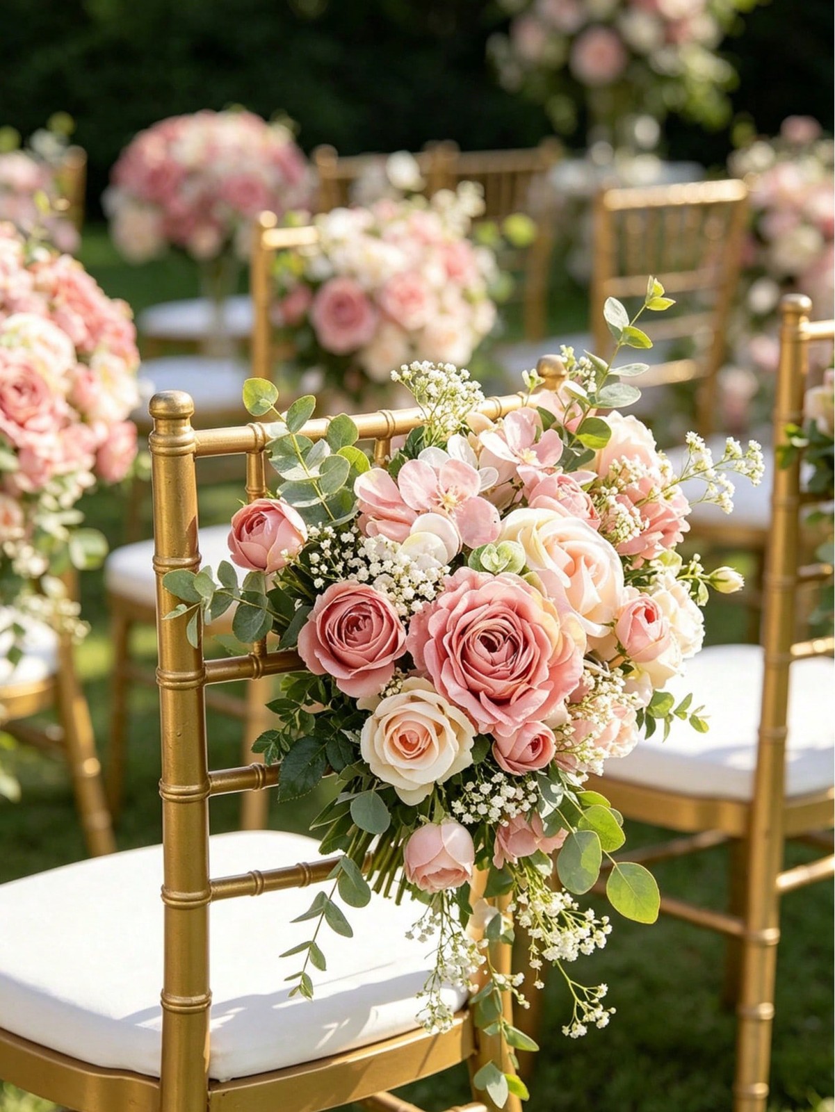 Pink Artificial Silk Rose Bouquet One Size For Wedding Home Decor