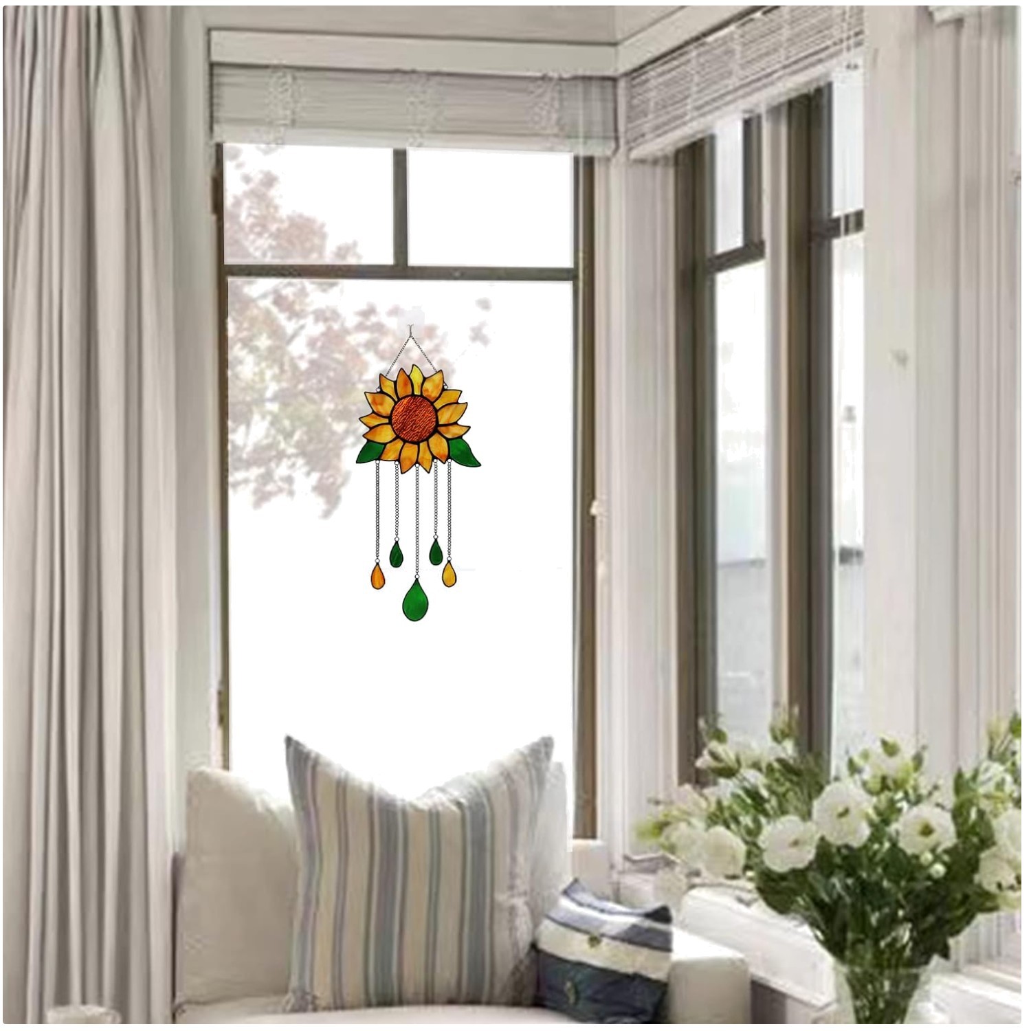 Sunflower Stained Glass Window Hanging